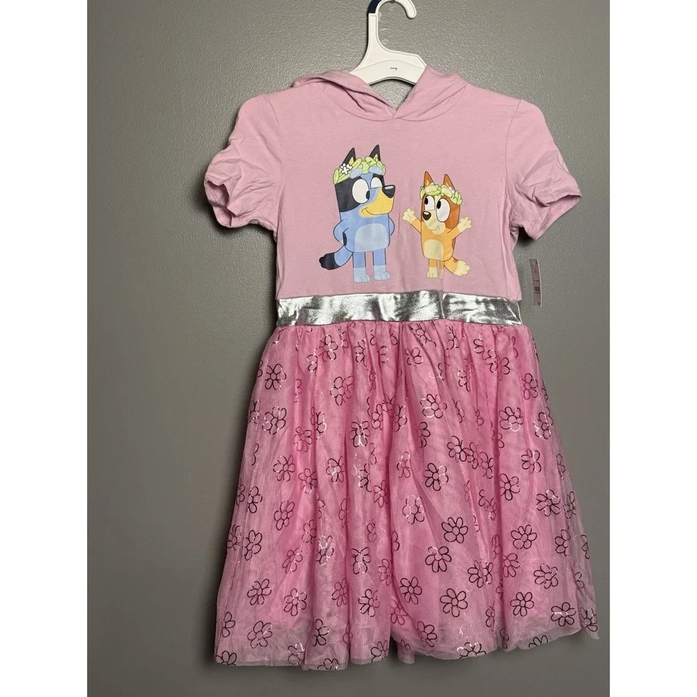 Bluey Character Girls Dress Pink Taffeta Tutu Hoodie Sz L (10/12)